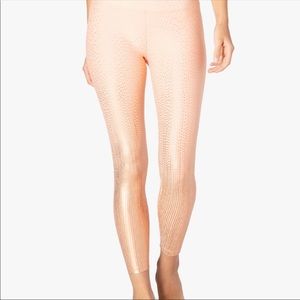 pink and gold high rise beyond yoga leggings